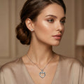 Silvme pure 925 sterling silver dainty heart pendant and stud earrings set with cubic zirconia, gift styling view