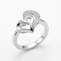 Silvme Intertwined Double Heart 925 sterling silver ring for women set with cubic zirconia — front view on white background