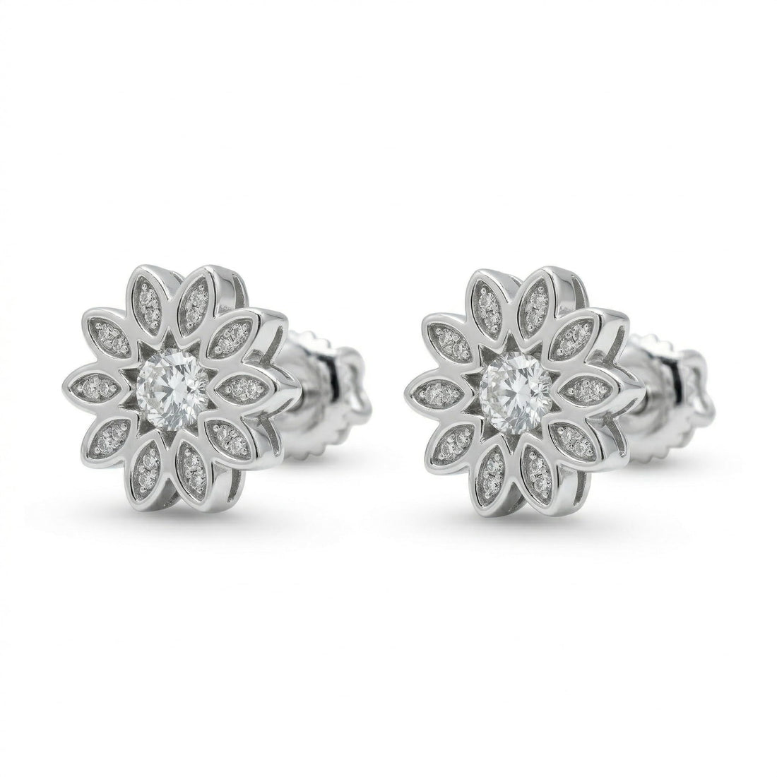 Petal Cluster Micro-PavÃ© Stone-Set Stud Earrings, front product view