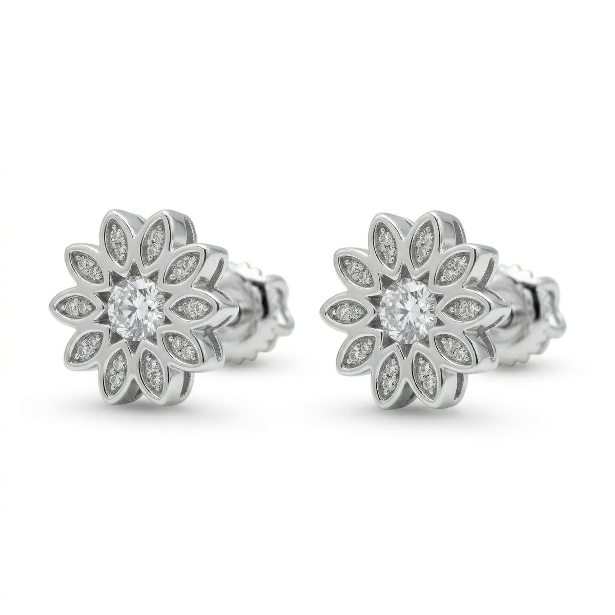 Petal Cluster Micro-PavÃ© Stone-Set Stud Earrings, front product view