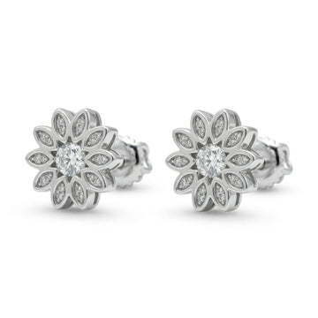 Petal Cluster Micro-PavÃ© Stone-Set Stud Earrings, front product view