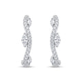 Curved Leaf Stone-Set Stud Earrings, front product view
