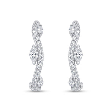 Curved Leaf Stone-Set Stud Earrings, front product view
