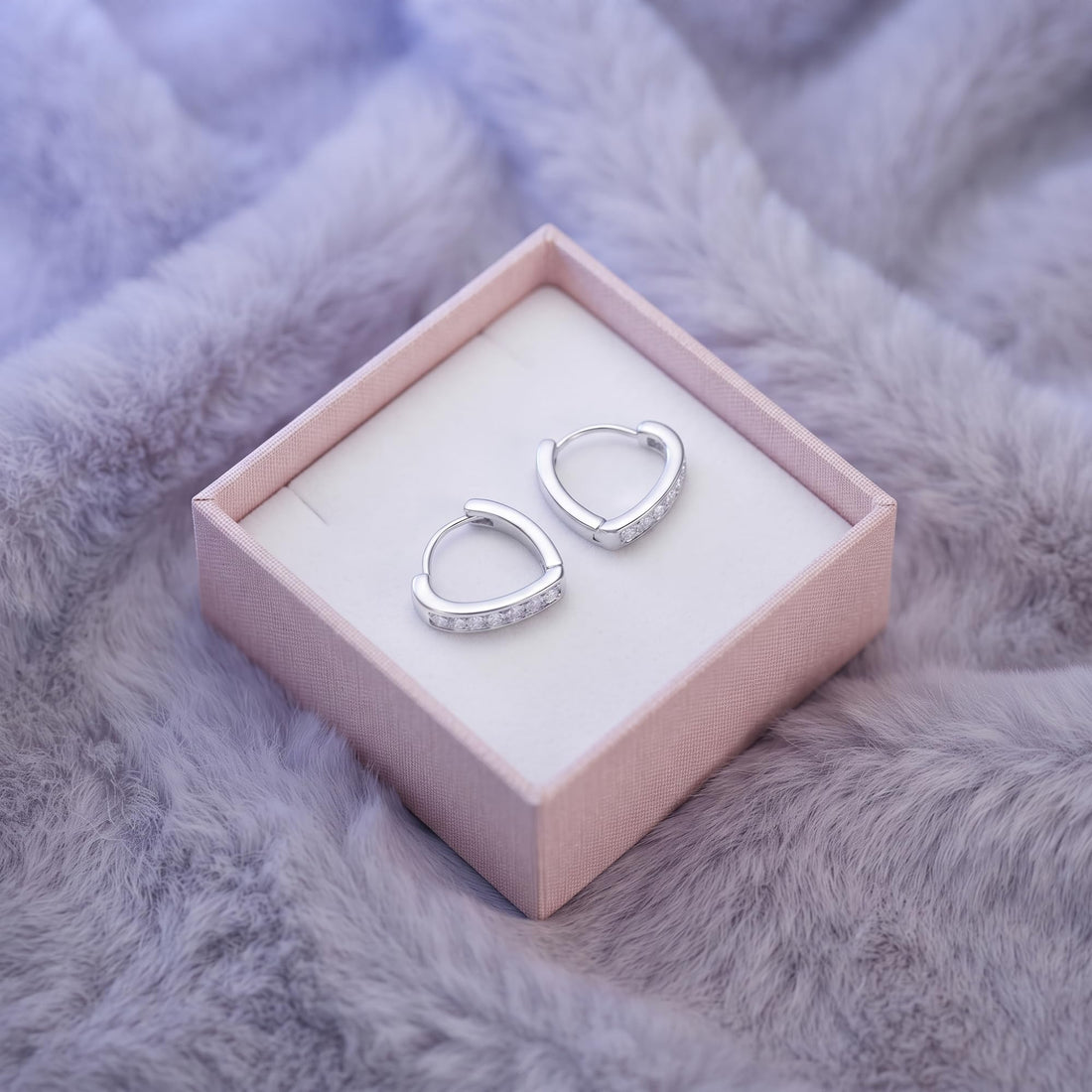 Silvme 925 Sterling Silver Heart Hoop Earrings with CZ for women - white-background product photo of silver bali hoop earrings