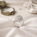 Silvme Art Deco Starburst 925 sterling silver ring for women set with cubic zirconia — angled view