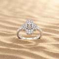 Silvme Four-Petal Pavé Flower 925 sterling silver ring for women set with cubic zirconia — angled view