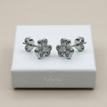 Heart-Shaped Floral Stud Earrings with Detailing, close-up detail, view 5