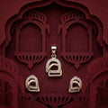 Silvme pure 925 sterling silver minimalist arch pendant and stud earrings set, side profile view