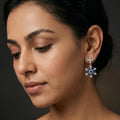 Blue Floral Stone-Set Drop Earrings, additional product view 3