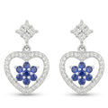 Blue Heart Stone-Set Drop Earrings, front product view