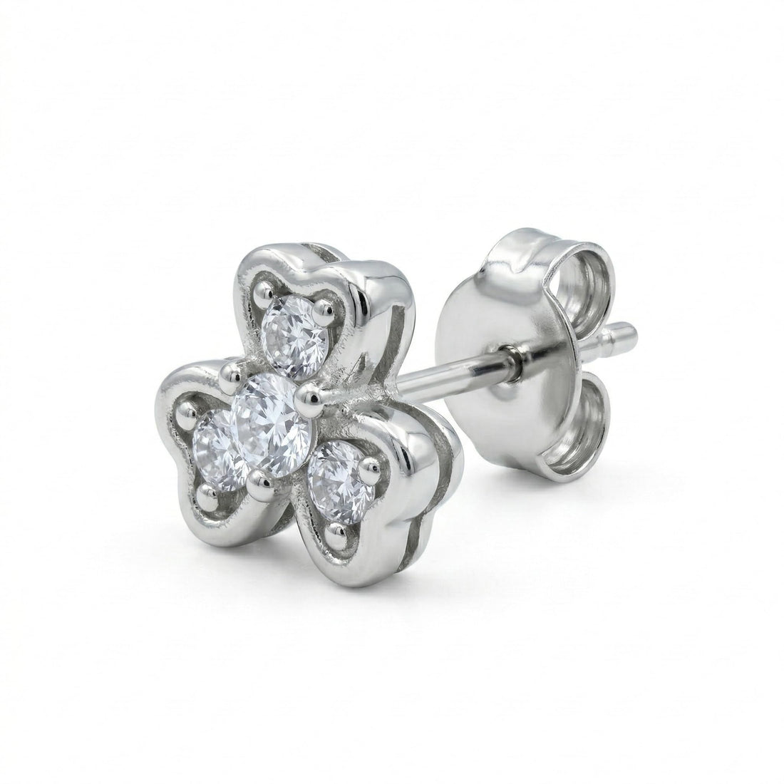 Heart-Shaped Floral Stud Earrings with Detailing, front product view
