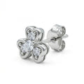 Heart-Shaped Floral Stud Earrings with Detailing, close-up detail