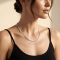 925 sterling silver rhodium-plated chain by Silvme, weighing about 3.66 g, clasp included
