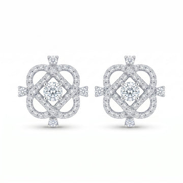 Diamond-Shaped Frame Stone-Set Stud Earrings, front product view