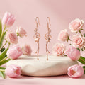 Rose Gold Floating Star Dangle Earrings, additional product view 6