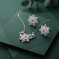 Sparkling Cubic Zirconia 925 sterling silver pendant necklace and stud earrings jewellery set with cubic zirconia by Silvme â€” full necklace and earrings view