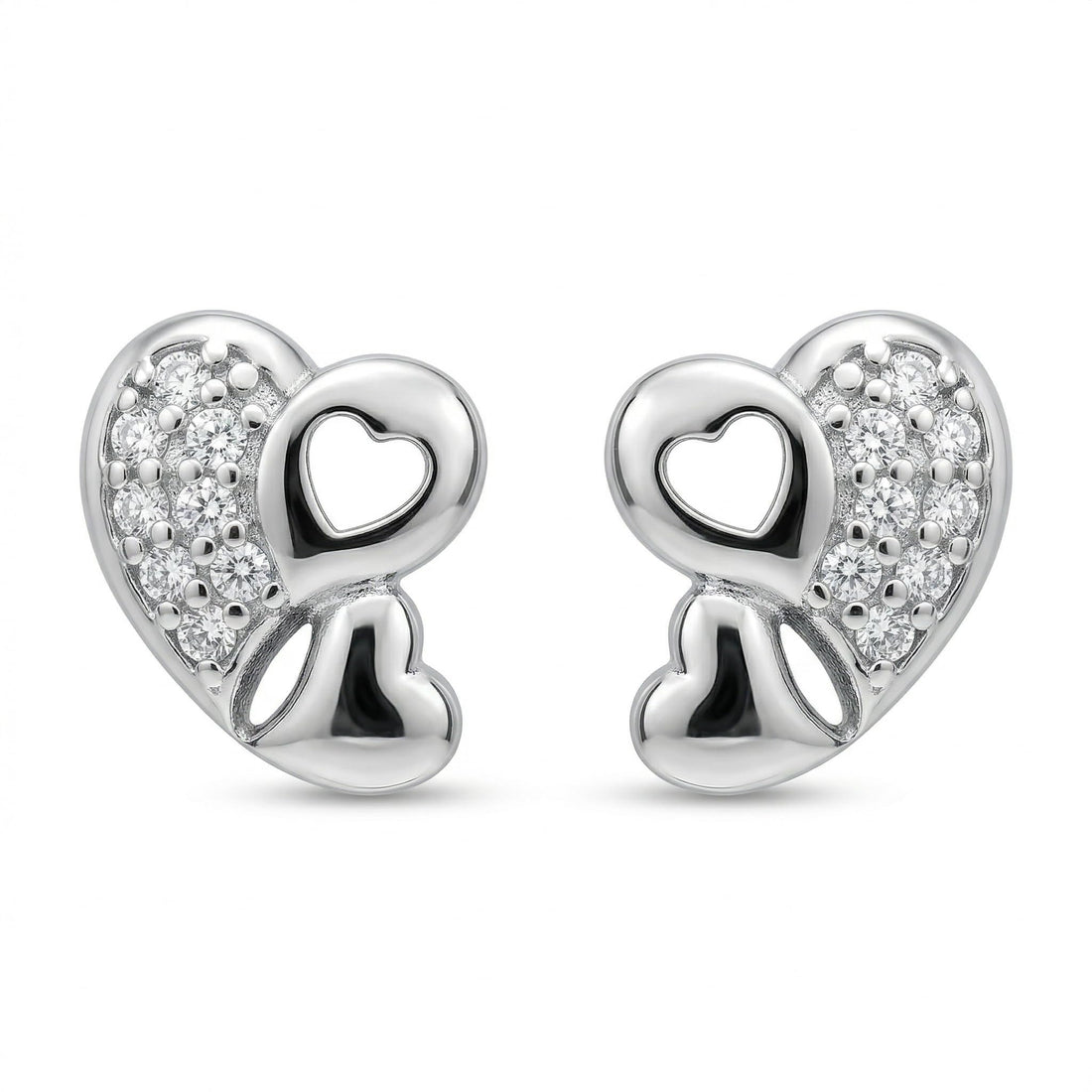 Double-Heart Stud Earrings, front product view