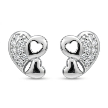 Double-Heart Stud Earrings, front product view
