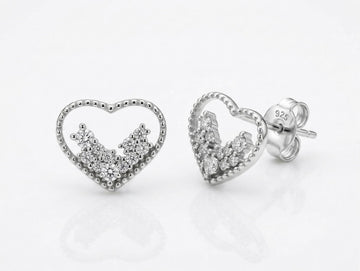 Open-Heart Stone-Set Stud Earrings, front product view