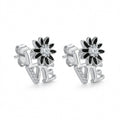 LOVE Script Daisy Stone-Set Stud Earrings, additional product view 4