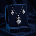 Silvme 925 silver kite cluster pendant necklace and drop earrings with cubic zirconia, gift styling view