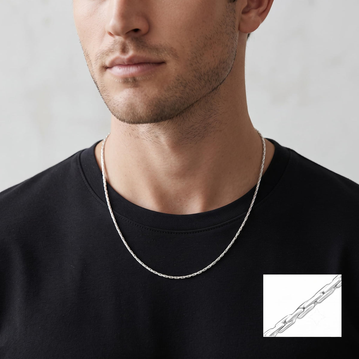 925 silver box link chain for women and men from Silvme, around 6.06 g on the scale