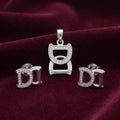 Silvme pure 925 sterling silver initial d pendant necklace and stud earrings set with cubic zirconia, model styling view