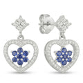 Blue Heart Stone-Set Drop Earrings, close-up detail