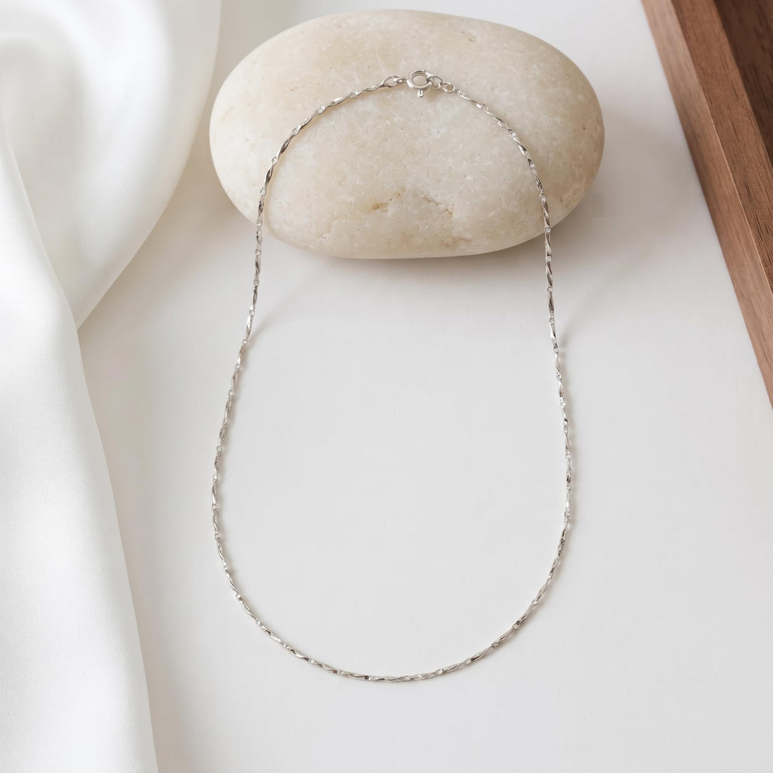 Silvme rhodium-plated chain in solid 925 sterling silver, approx. 2.11 g, sterling clasp and findings