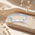 Silvme Clear CZ Half-Eternity 925 sterling silver ring for women set with cubic zirconia — close-up detail