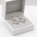 Curved Leaf Stone-Set Stud Earrings, additional product view 4