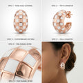 Rose-Gold-Tone Checkerboard Hoop Earrings, close-up detail