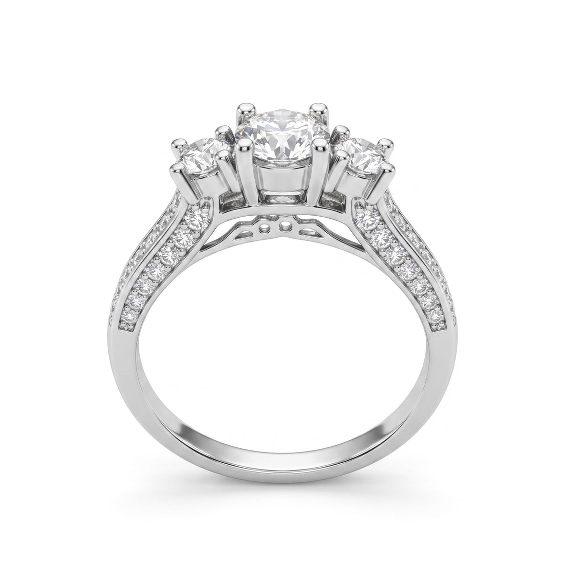 Silvme Textured 925 sterling silver ring for women — front view on white background