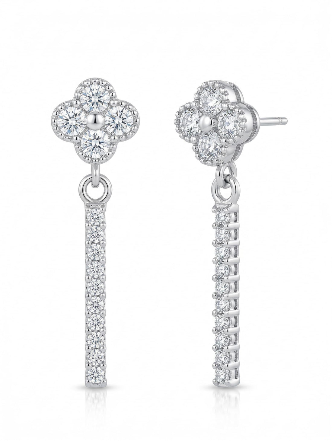 Floral Baguette Drop Earrings, front product view