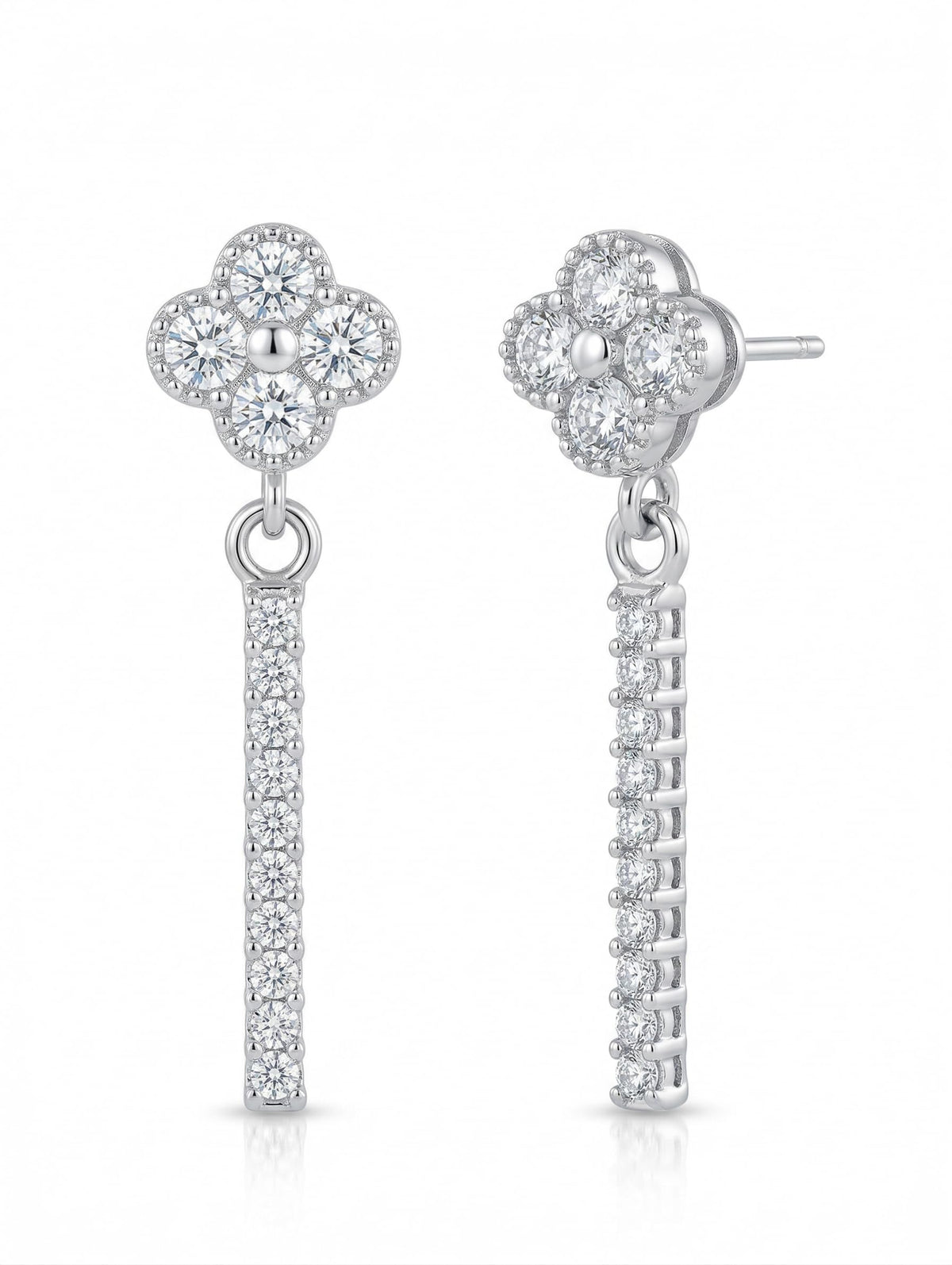 Floral Baguette Drop Earrings, front product view