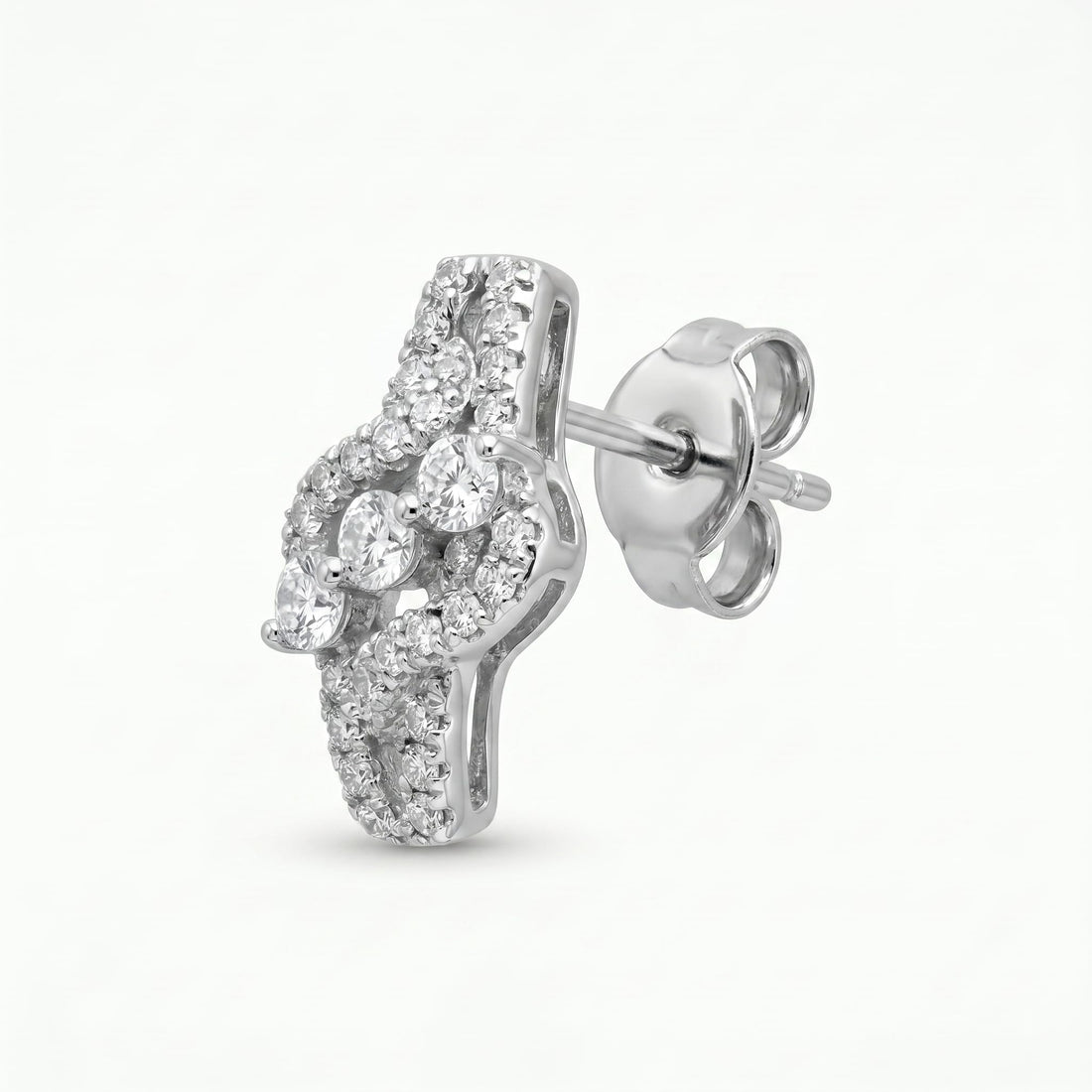 Three Stone Stone-Set Bypass Stud Earrings, front product view