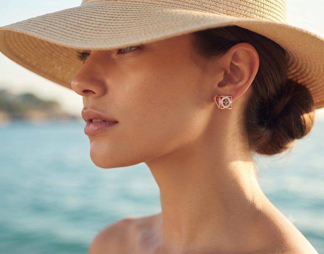 Openwork Mug Charm 925 silver stud earrings for women, birthday gift, shown as a matching pair