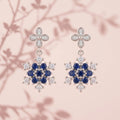 Blue Floral Stone-Set Drop Earrings, additional product view 4