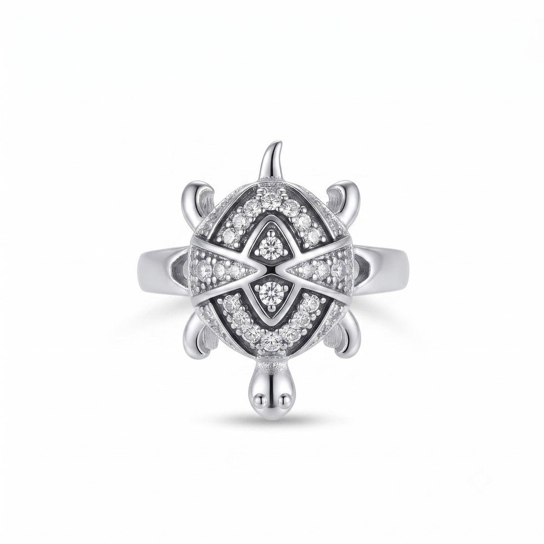 Silvme infinity shell turtle 925 sterling silver ring for women with interlaced infinity-pattern stone shell