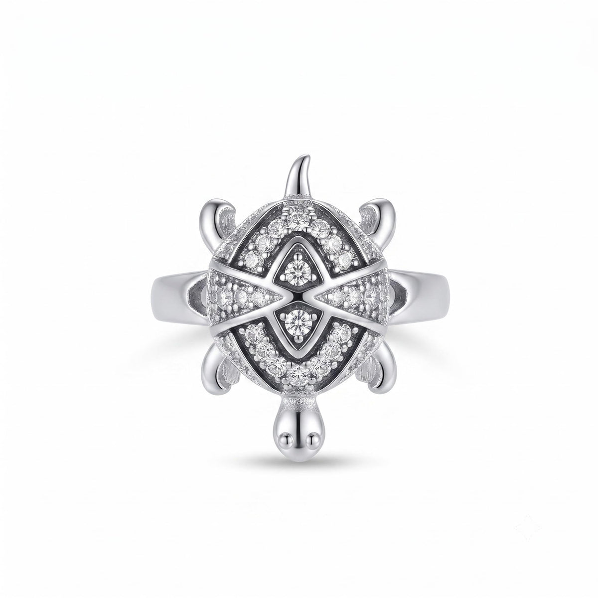 Silvme infinity shell turtle 925 sterling silver ring for women with interlaced infinity-pattern stone shell
