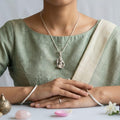 Silvme Divine Deity Pendant showcasing its divine deity design in 925 sterling silver, premium silver jewellery