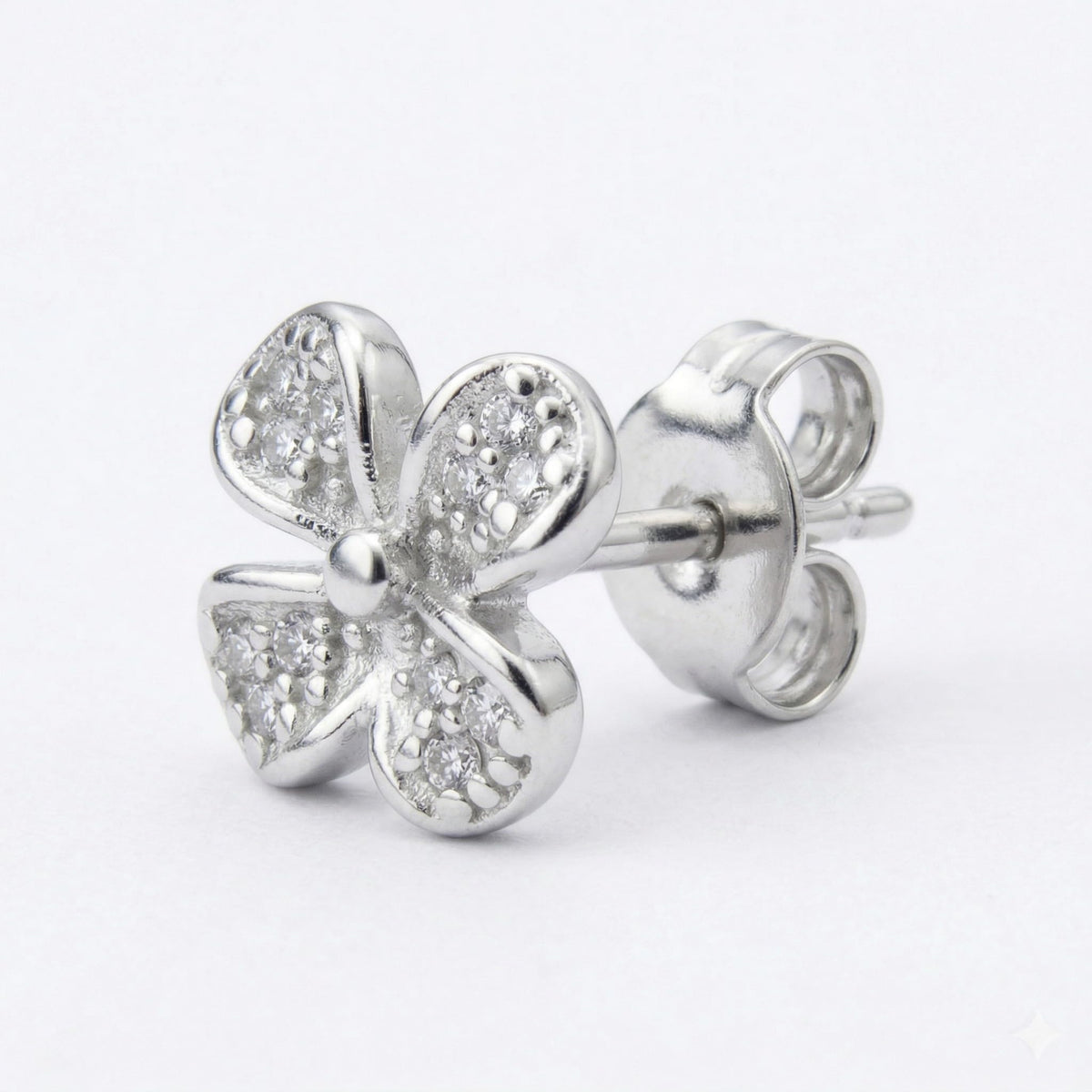 Four-Petal Clover Stud Earrings, close-up detail