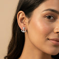 SILVME Anchor Dark-Stone Accent Stud Earrings