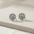 Snowflake Floral PavÃ© Stone-Set Stud Earrings, additional product view 4