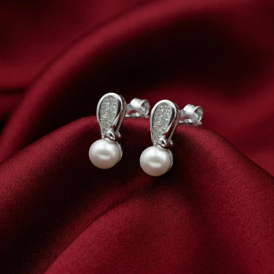 Pearl-Look Accent Drop Stud Earrings, front product view