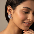 Pink-Centre Feather-Leaf Stud Earrings, additional product view 6
