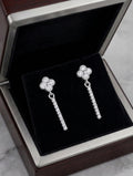 SILVME 925 Sterling Silver Floral Baguette Drop Earrings