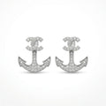 Anchor Dark-Stone Accent Stud Earrings, front product view