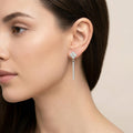 Floral Baguette Drop Earrings, close-up detail, view 5