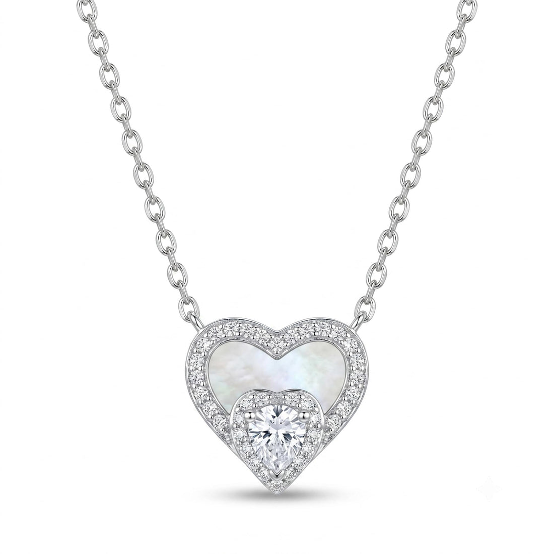Silvme Moon Star Pendant Necklace in 925 sterling silver with cubic zirconia, jewellery for women